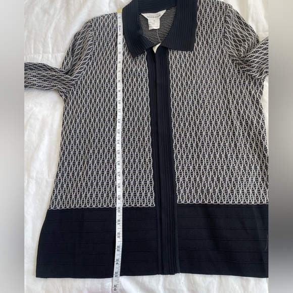 Exclusively Misook Black & White Textured Knit Open Front Cardigan Jacket NWT S - Picture 8 of 9